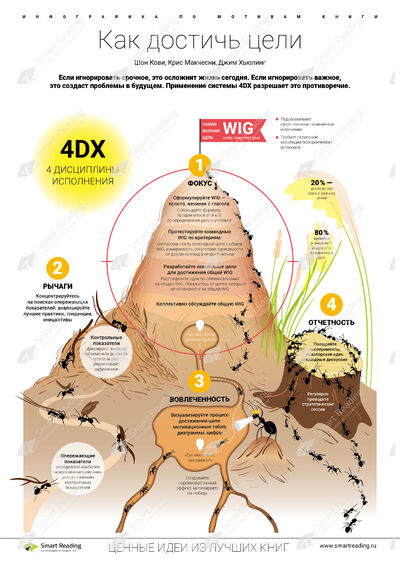 Инфографика для книги «Как достичь цели»